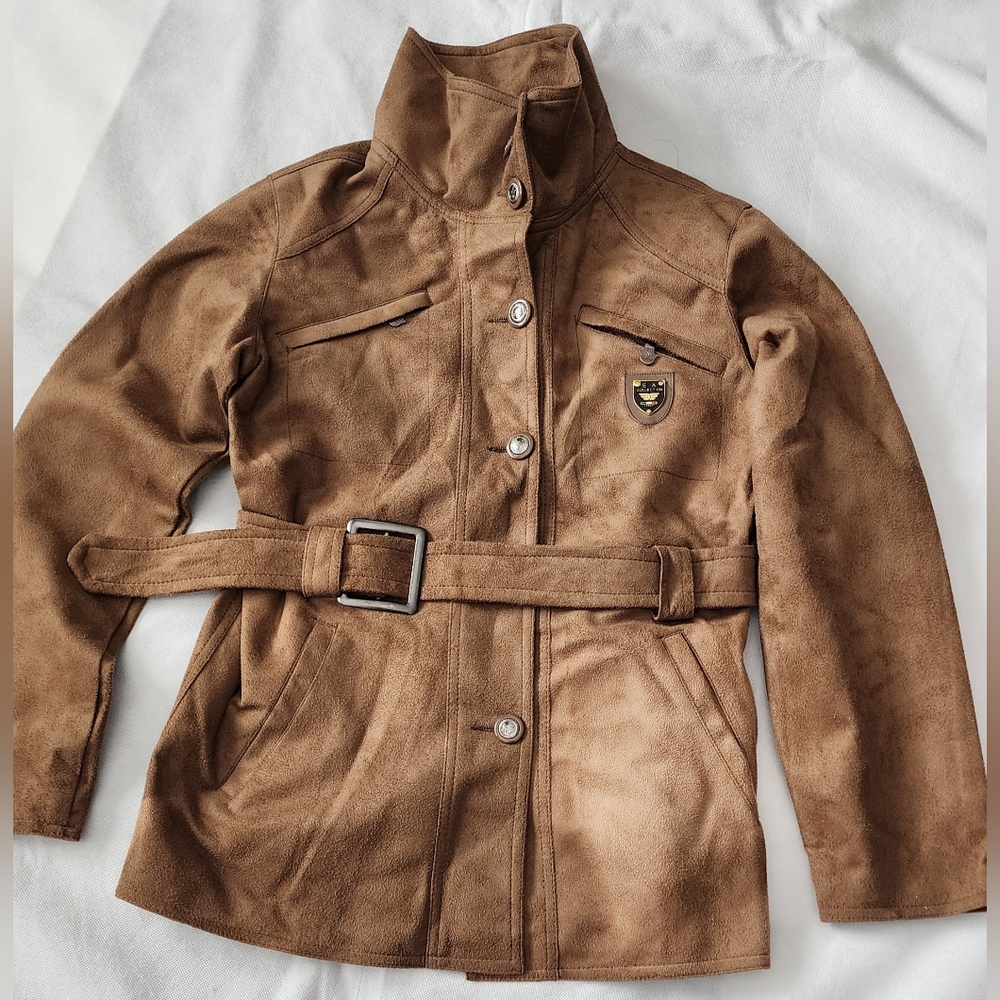 EA Collection Italy Style Brown Faux Leather Women's Jacket Size-M